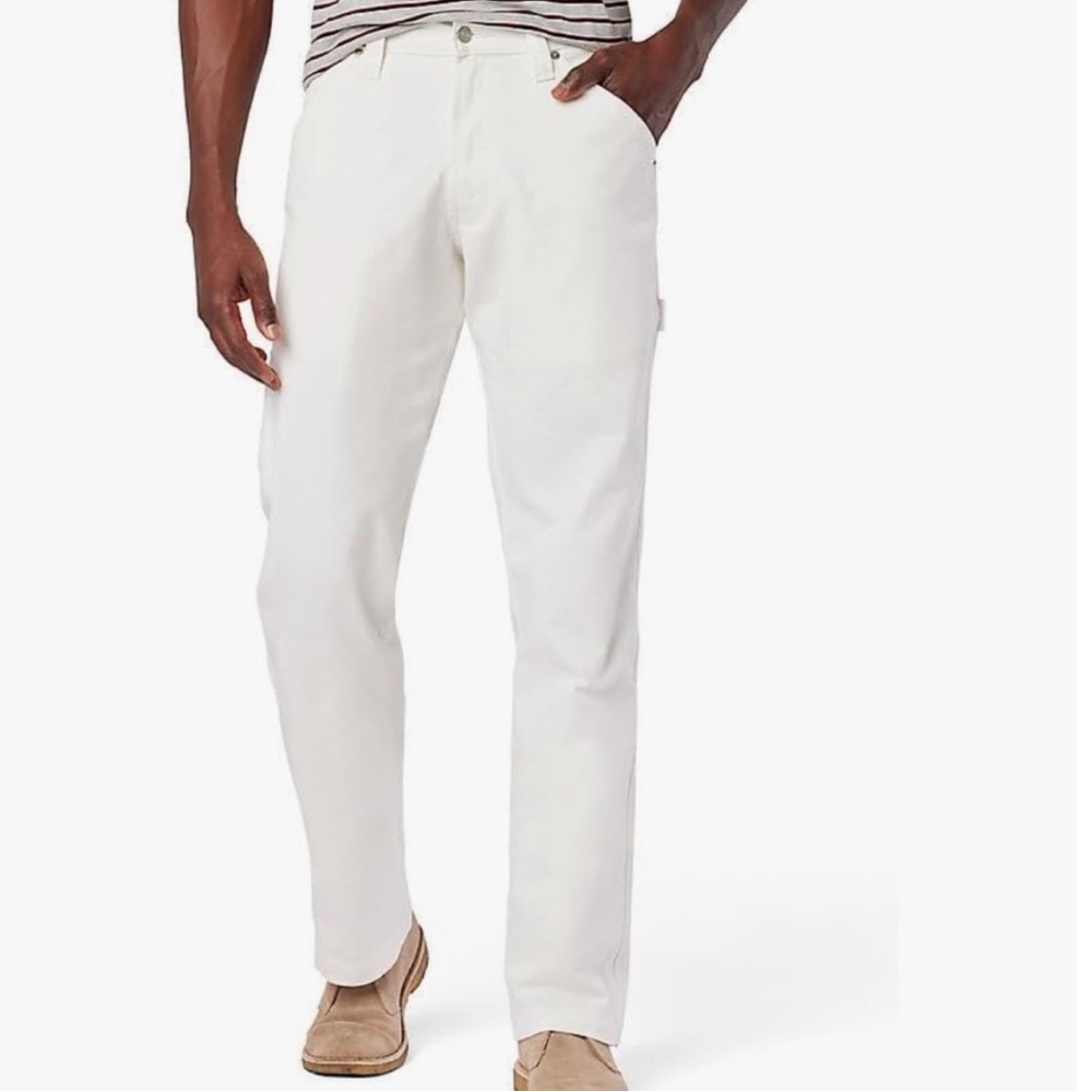 Men's White Levi Straight-Leg Carpenter Pants